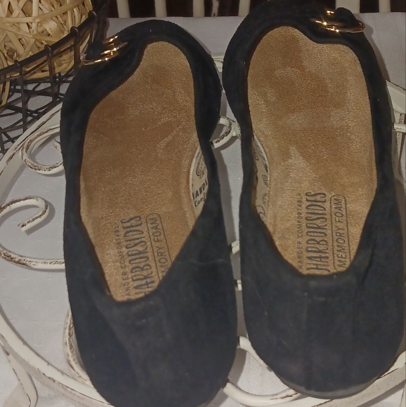 Harborsides Memory Foam Black Ballet Flats with Gold Hardware Size 7.5 - Picture 6 of 8
